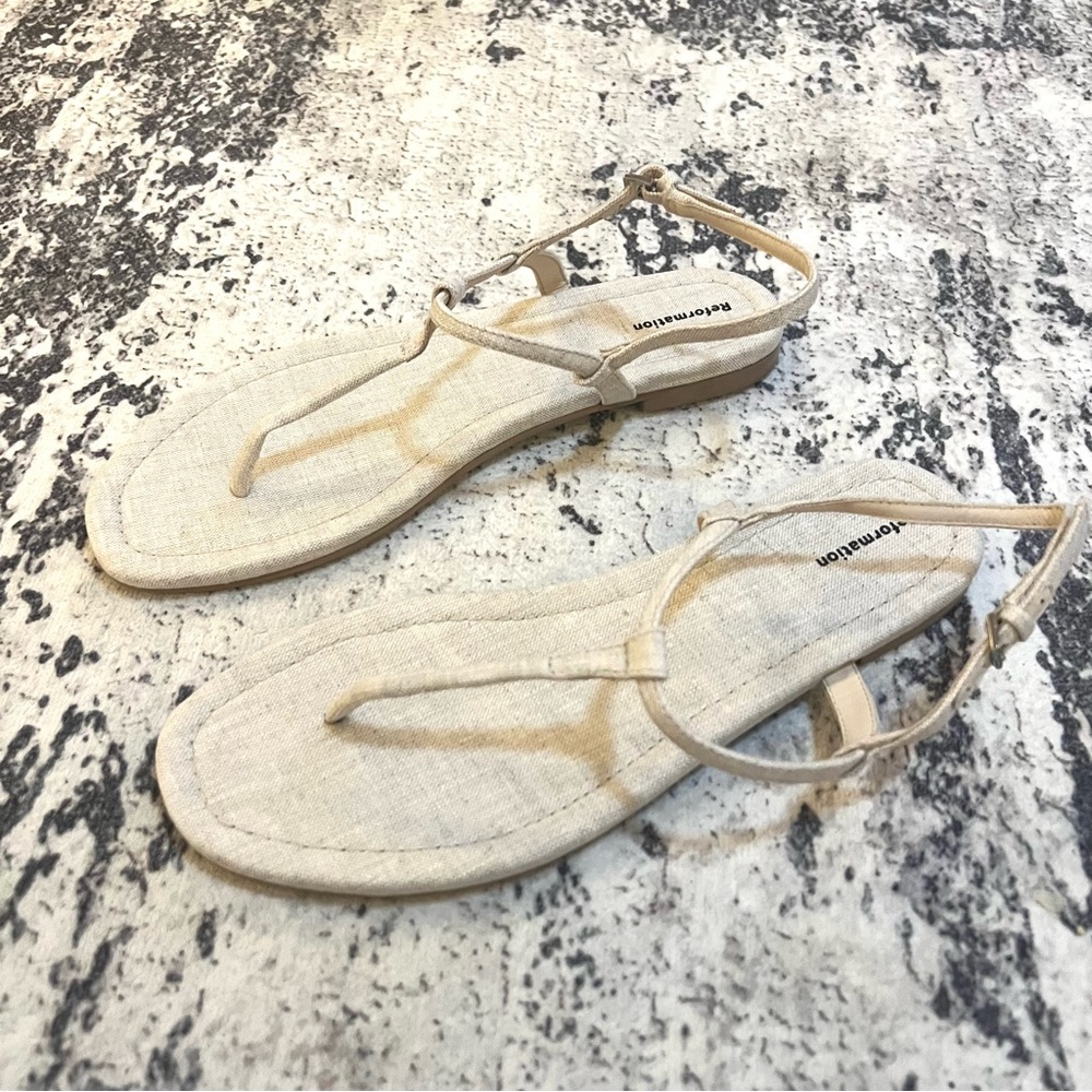 reformation thea linen sandals size 9 new May sale - Picture 2 of 8